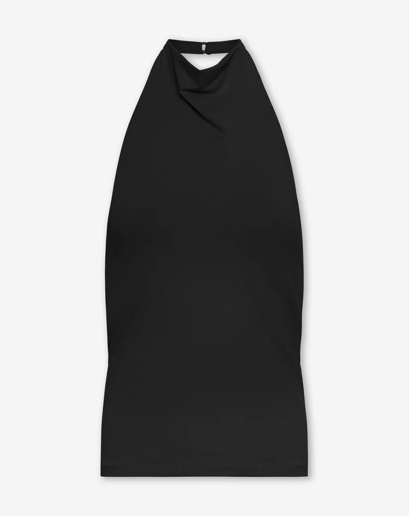 TAMAR DRAPED HALTER TOP ZWART