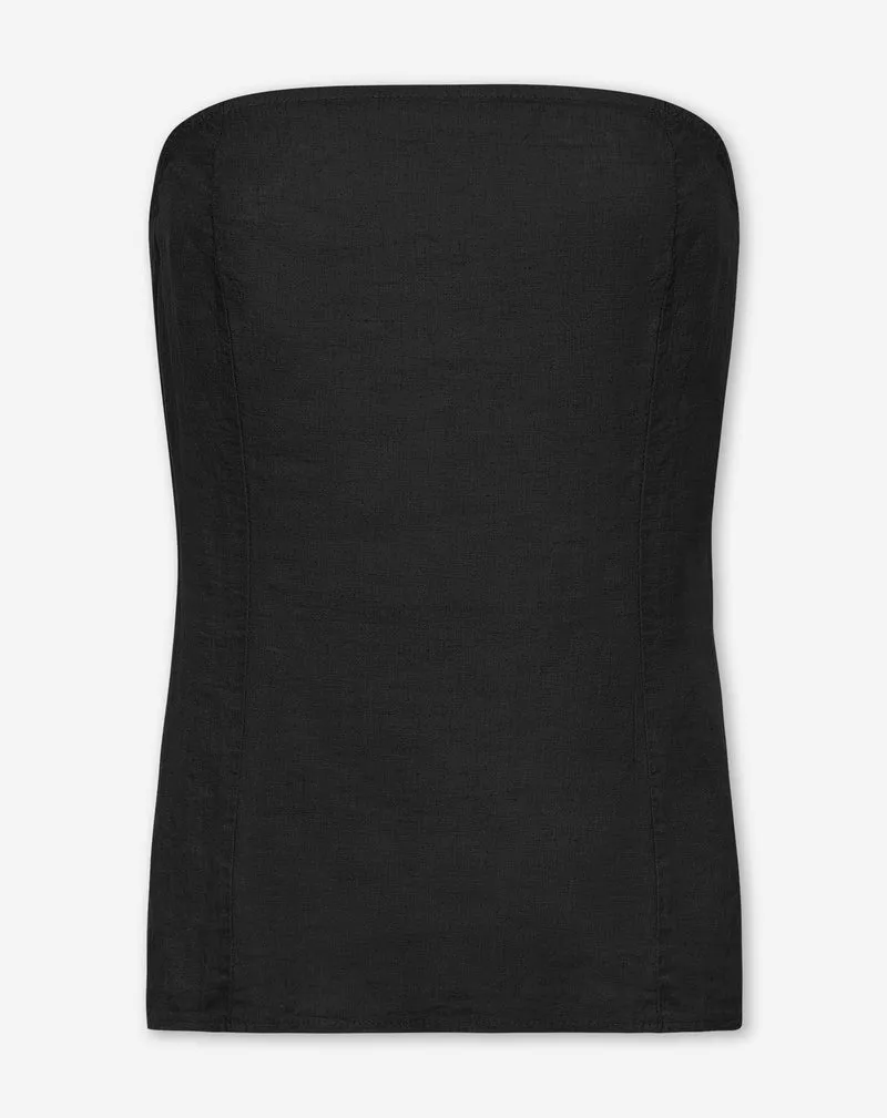 CARMEN LINEN STRAPLESS TOP ZWART