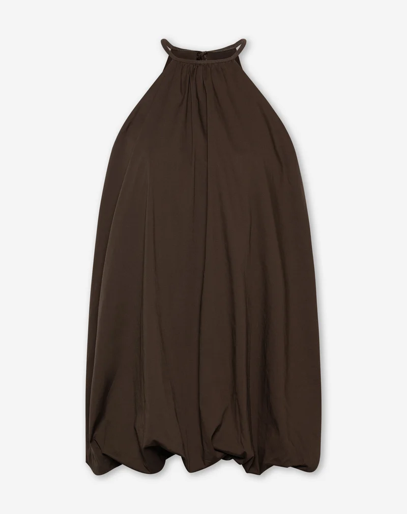 TYRA COTTON BUBBLE HEM DRESS BRUIN