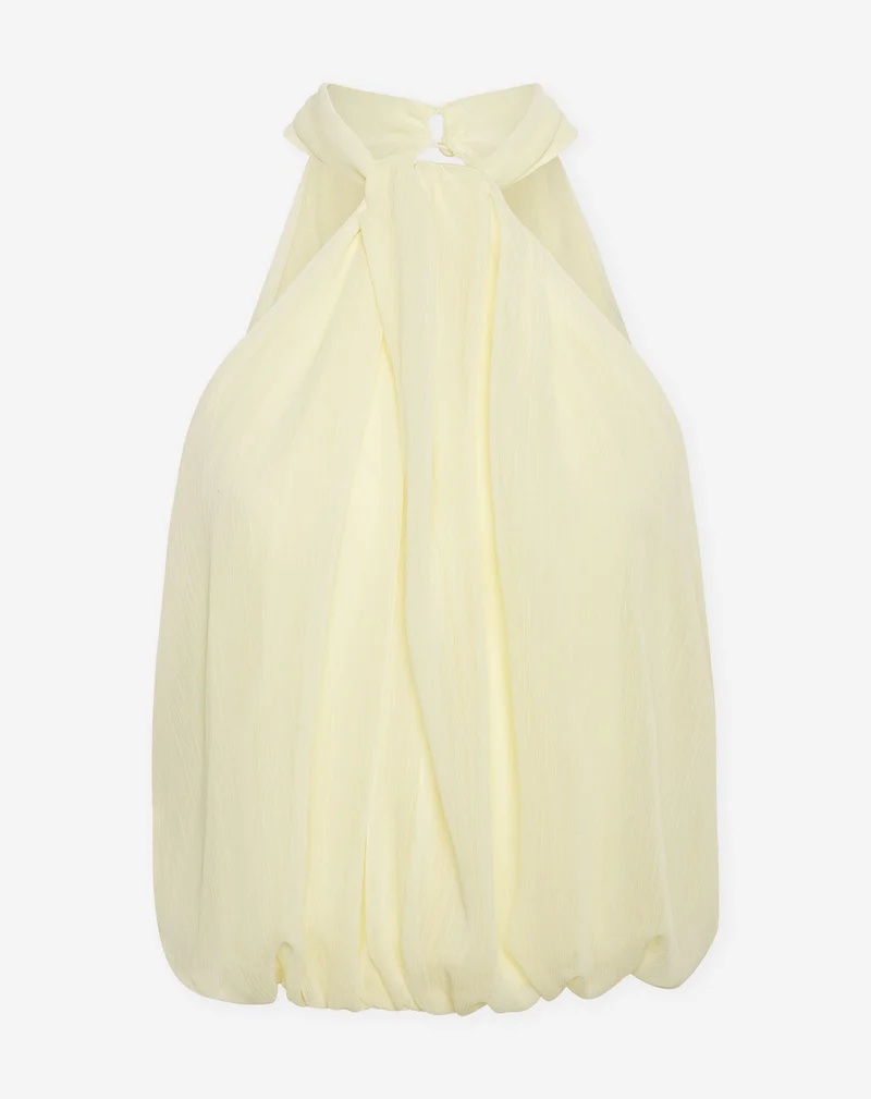 CHIFFON TWISTED HALTER TOP BOTERGEEL