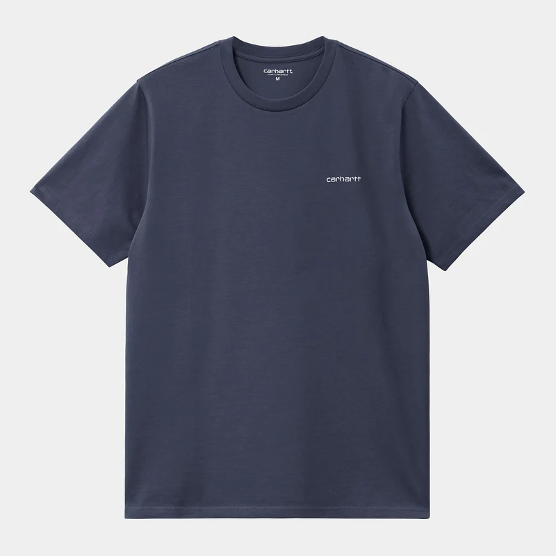 Carhartt WIP Heren T-shirt met korte mouwen en scriptborduurwerk - Air Force Blue