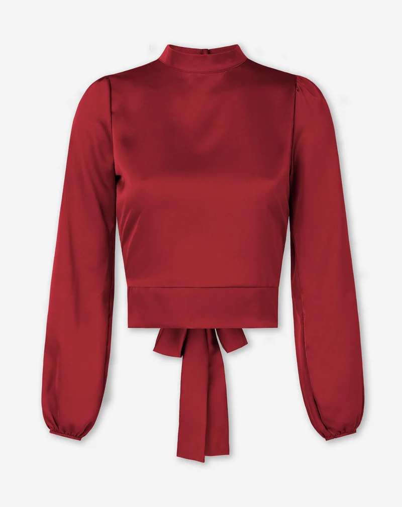 SATIN BOW TOP BORDEAUX