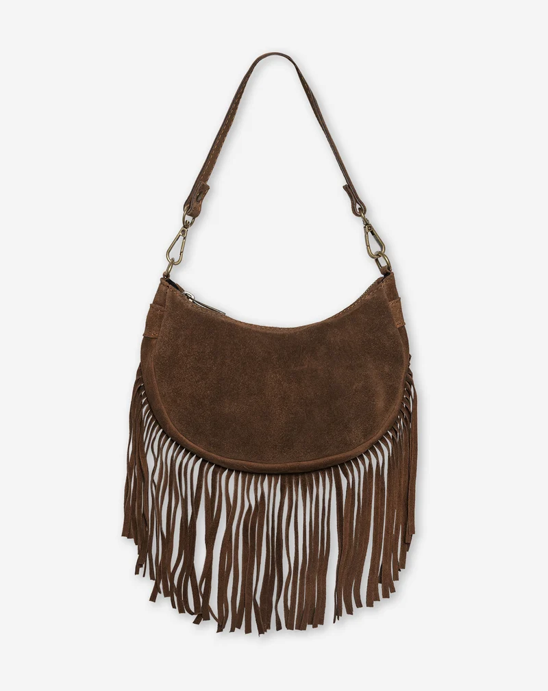 NAOMY FRINGE SUEDE BAG BRUIN