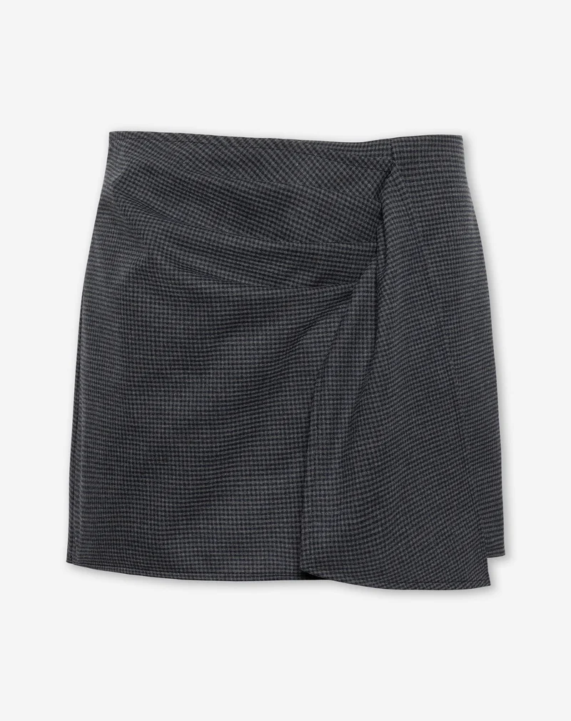 ELSIE FLAP CHECK SKORT DONKERGRIJS