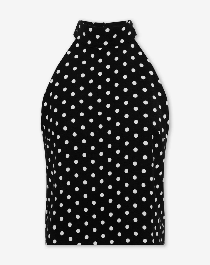JULIE DOT HALTER TOP ZWART