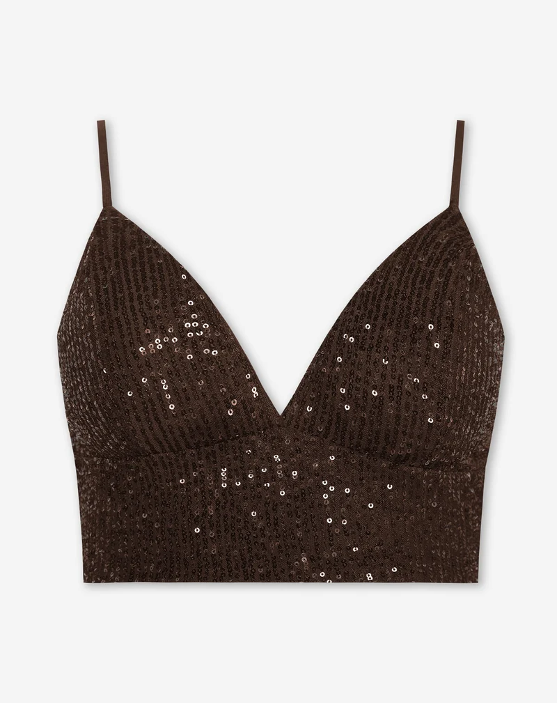 SEQUIN STRAP TOP BRUIN