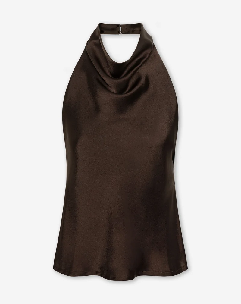 SATIN HALTER TOP BRUIN