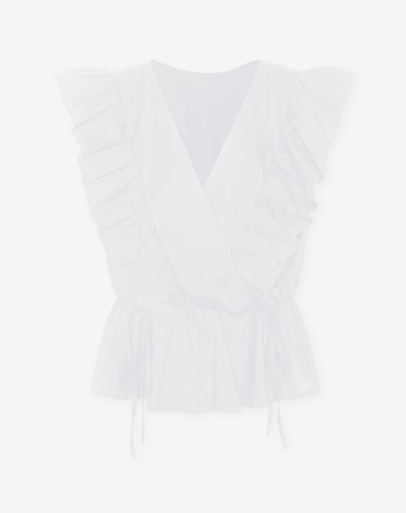 JADE SLEEVELESS POPLIN RUFFLE TOP WIT