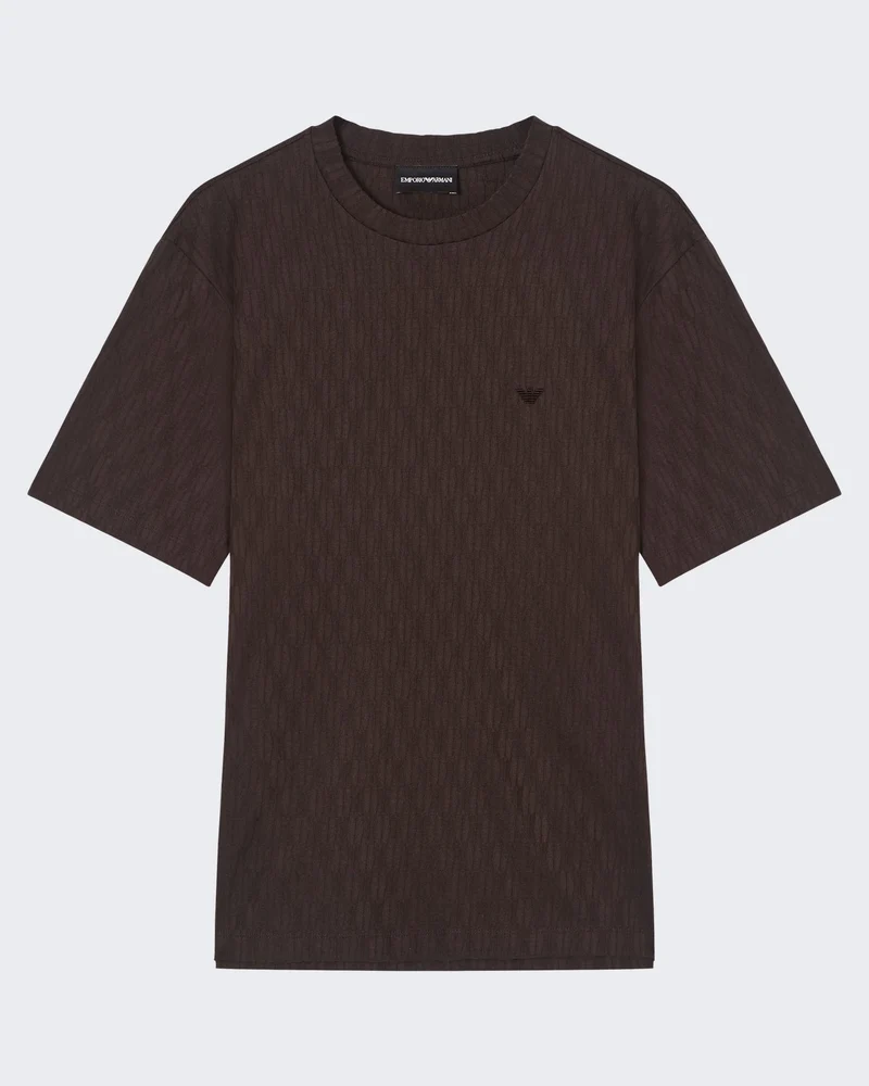 Heren Jacquard Jersey Shirt Bruin