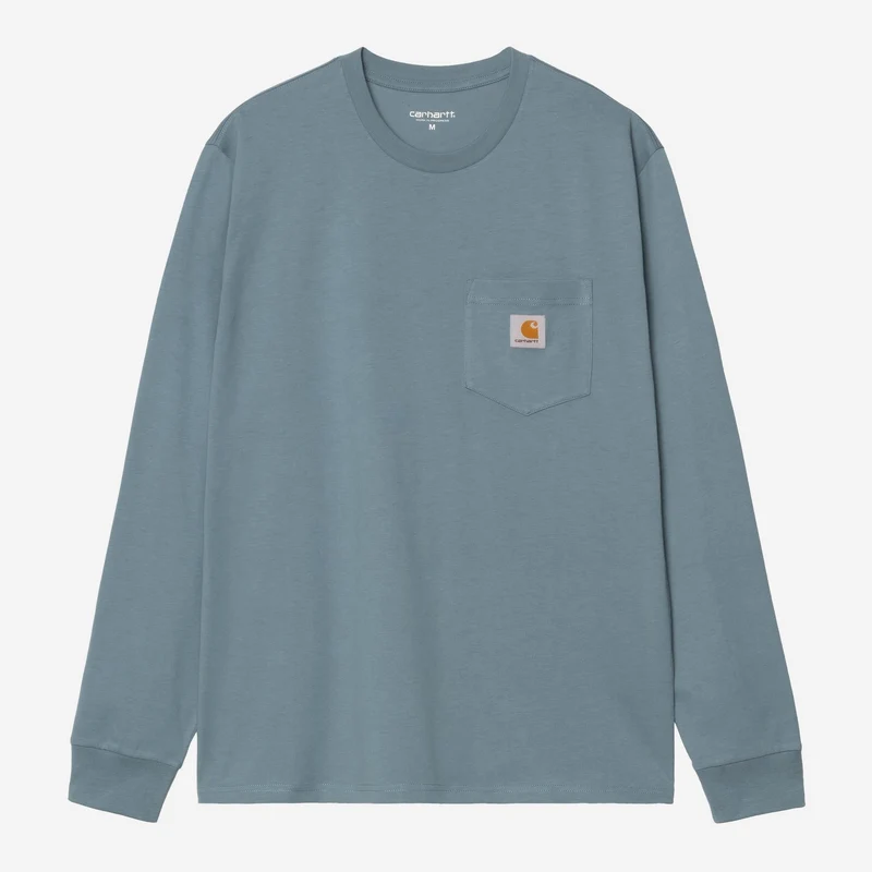 Carhartt WIP Heren T-shirt met lange mouwen en borstzak | Fluweelblauw