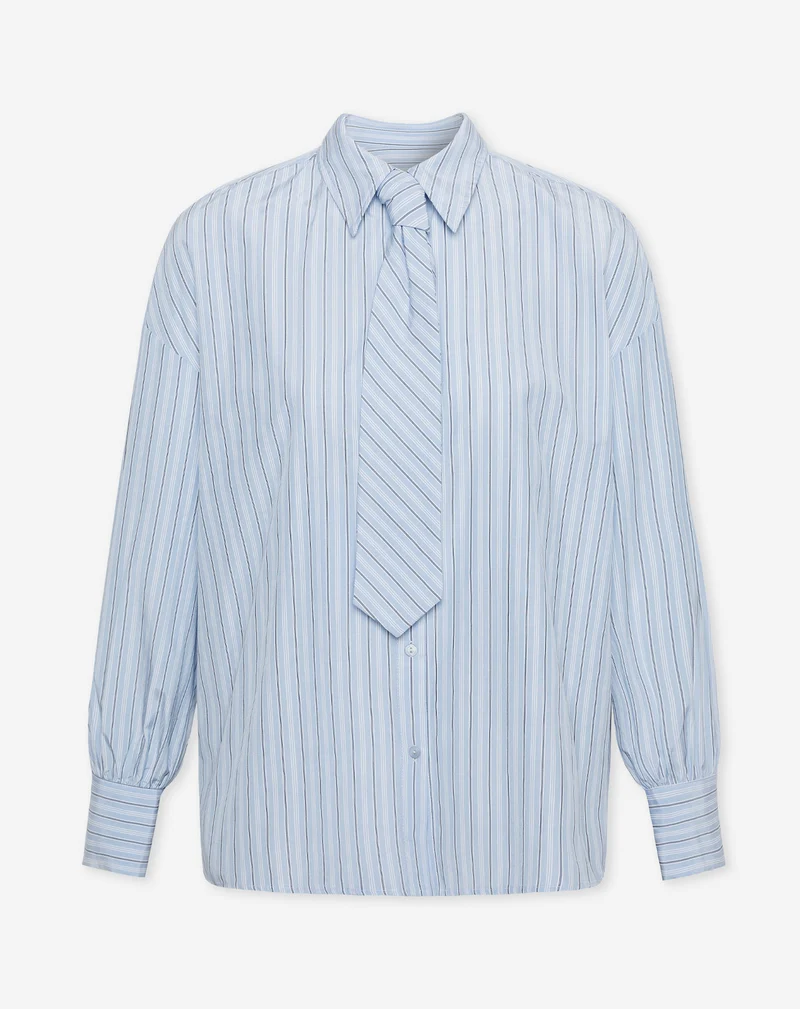 NELA OVERSIZED TIE BLOUSE BLAUW STRIPE