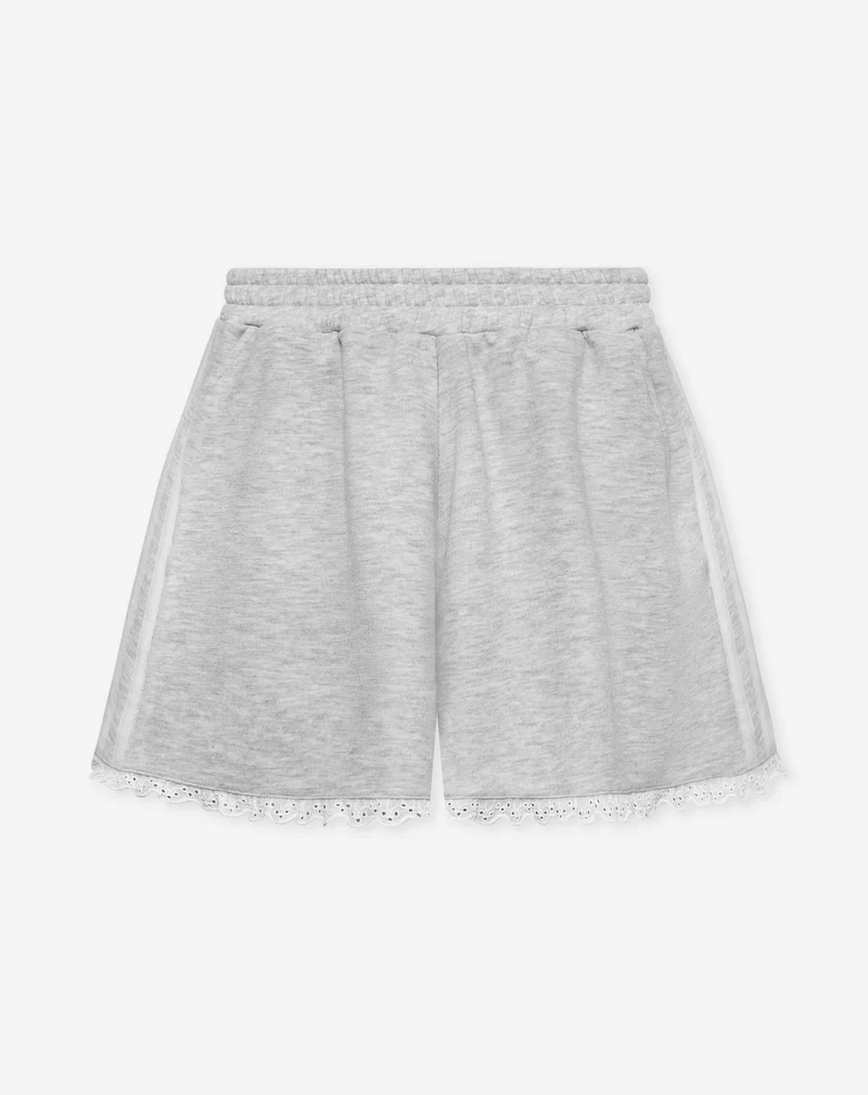 WIDE LEG LACE TAPE SHORTS GRIJS MELANGE