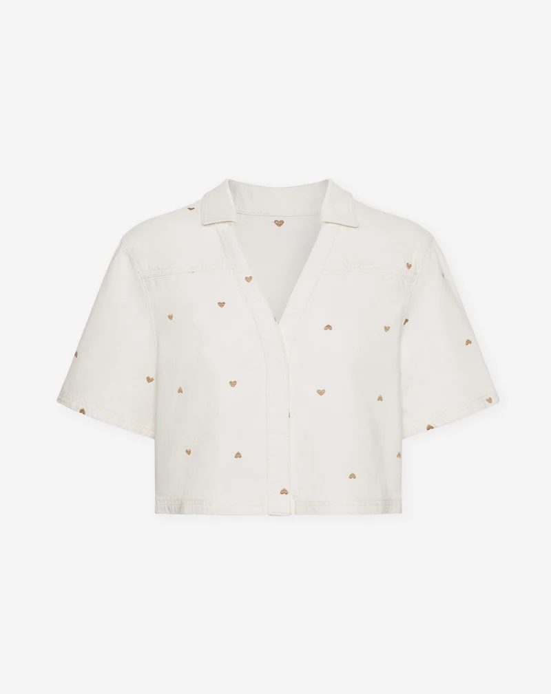 HEART DENIM TOP CRÈME