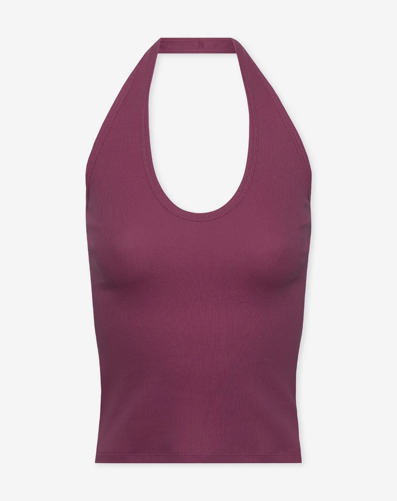 HALTER RIB TOP BURGUNDY