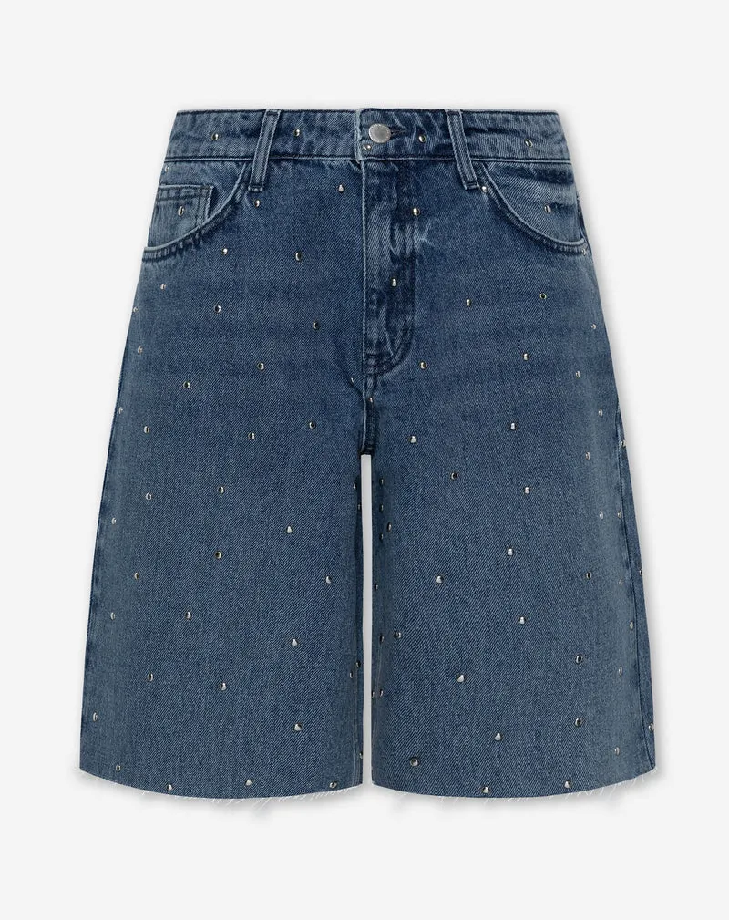 ALLOVER STUD DENIM JORT BLAUW