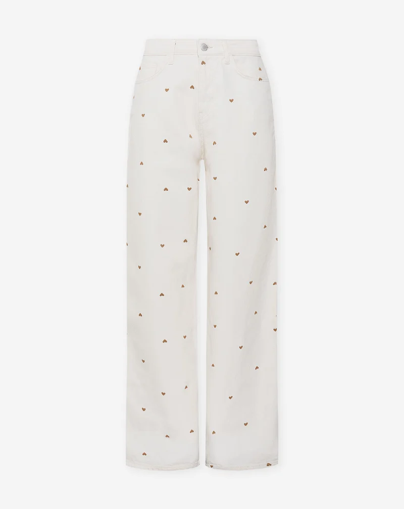 HEART WIDE LEG JEANS CRÈME