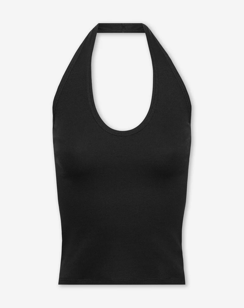 HALTER RIB TOP ZWART