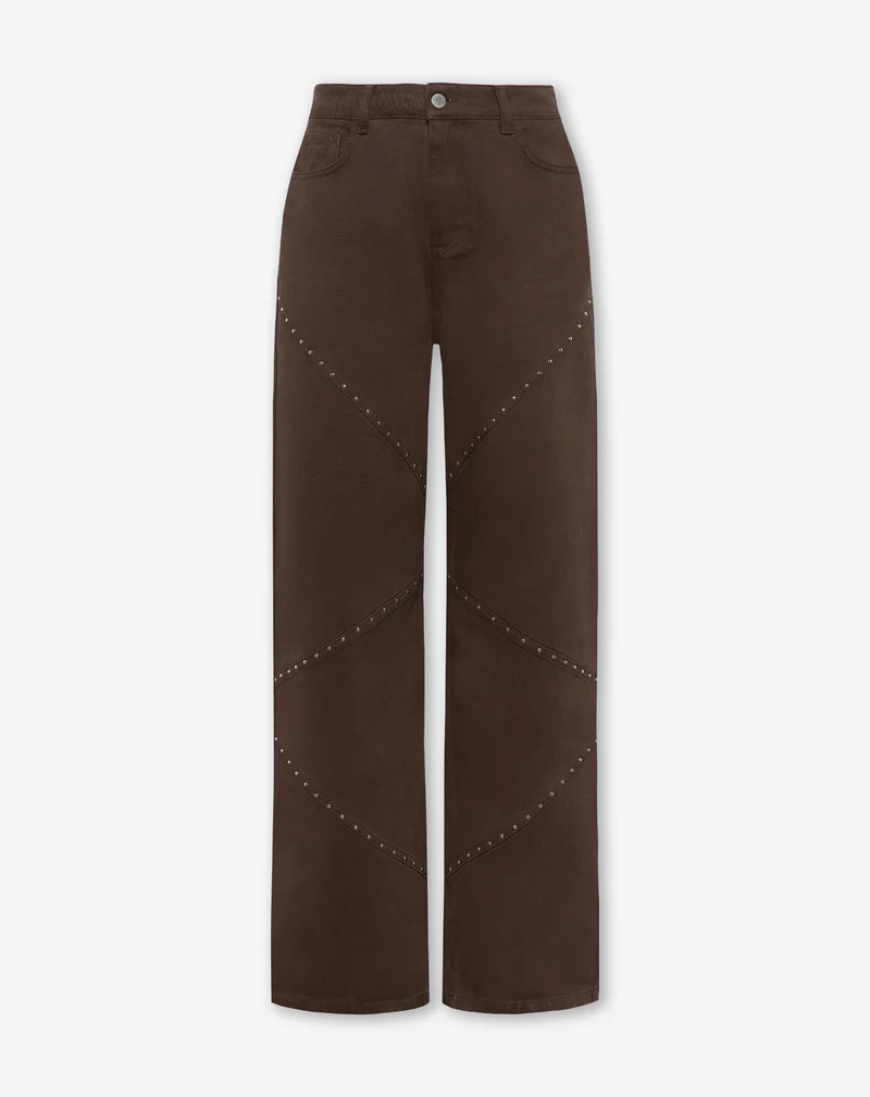 VICKY STUD WIDE LEG JEANS BRUIN