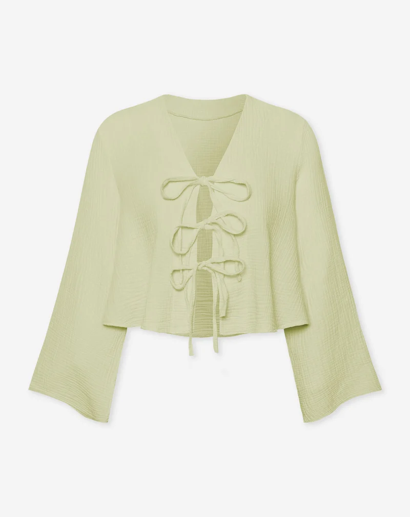 TARA MOUSSELINE TOP LICHT OLIJFGROEN