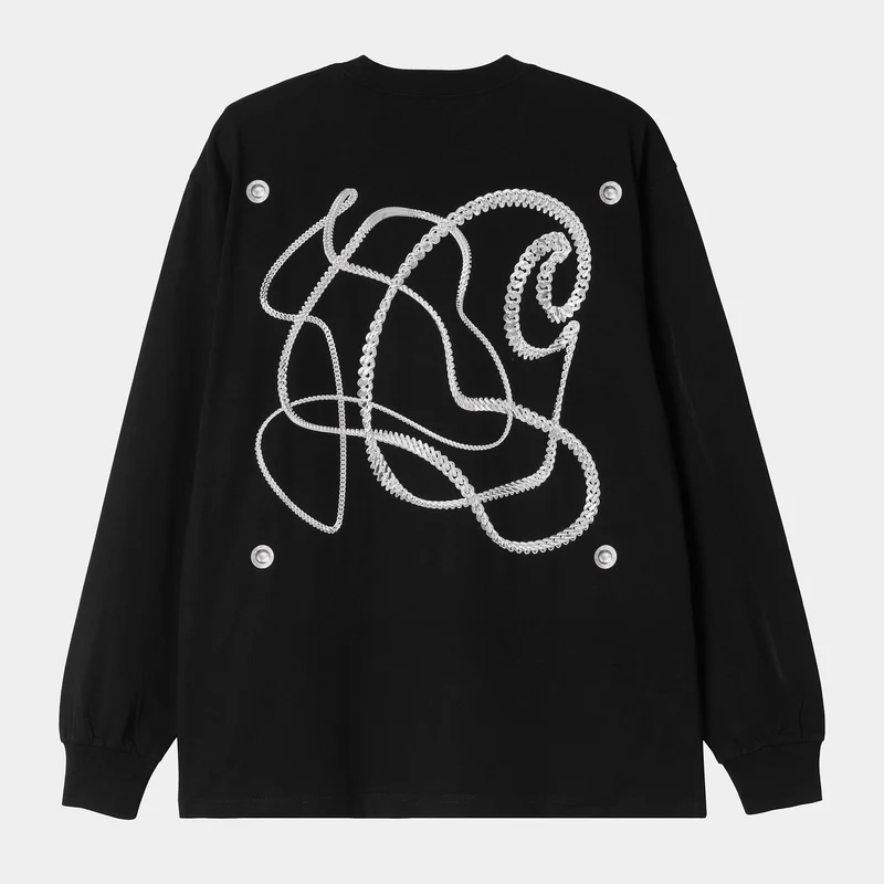 Carhartt WIP Heren kettingschakel T-shirt met lange mouwen | Zwart