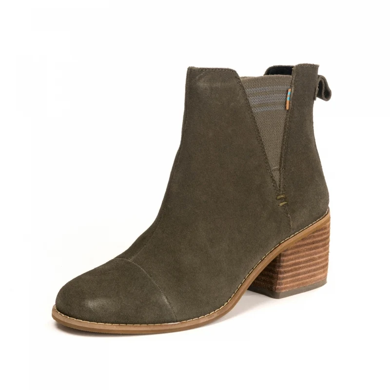 TOMS Dames Esme Suède Chelsea Laarzen - Tarmac Olive