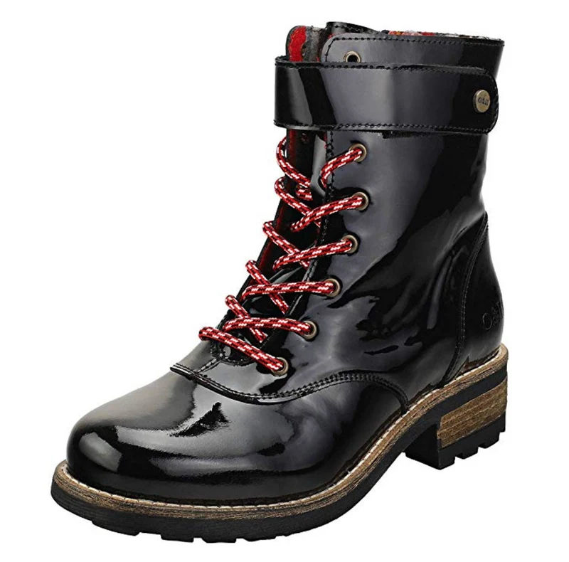 Oak & Hyde Bridge Jungle lakleren enkellaarzen voor dames - zwart