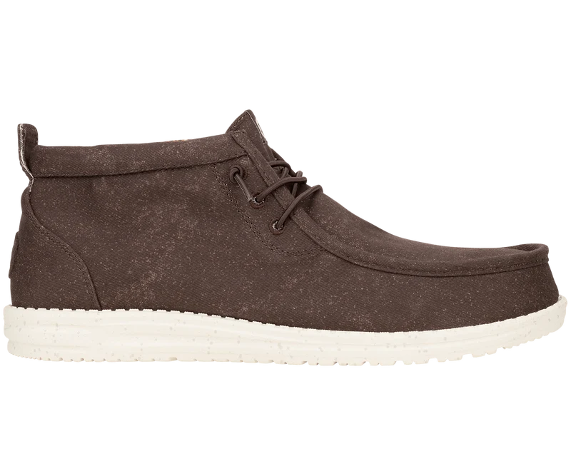Hey Dude Wally Mid Stretch Canvas Mocassin Boot voor heren | Mole Brown