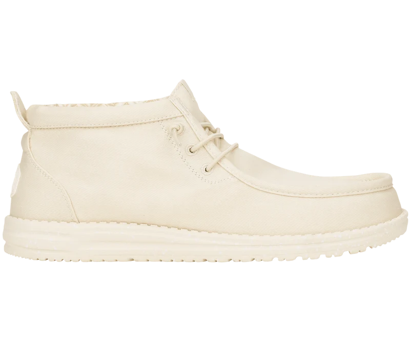 Hey Dude Wally Mid Stretch Canvas Mocassin Boot voor Heren | Gebroken Wit