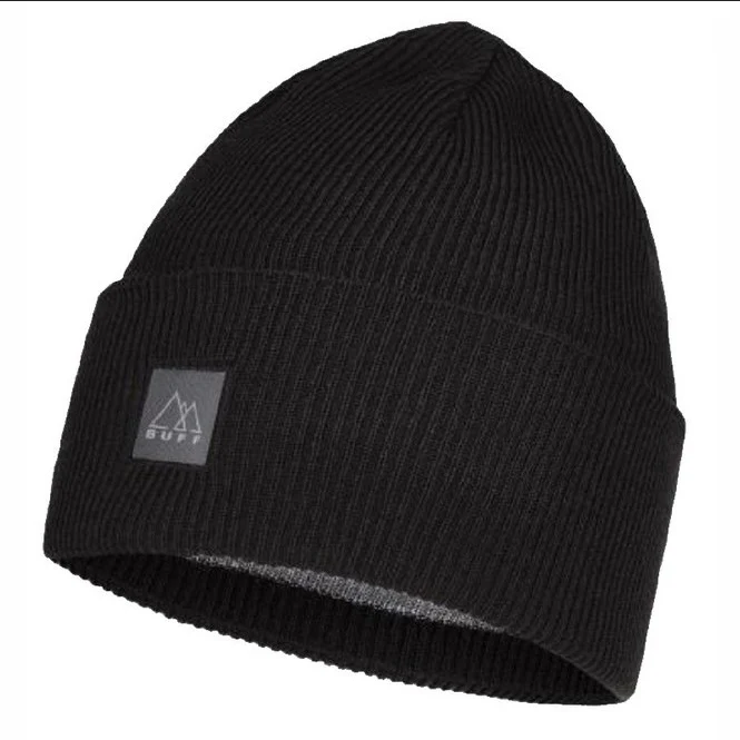 Buff Crossknit Hat Solid Black muts