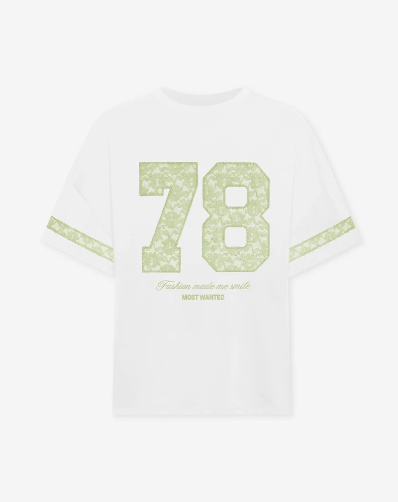 78 LACE OVERSIZED TEE PISTACHE