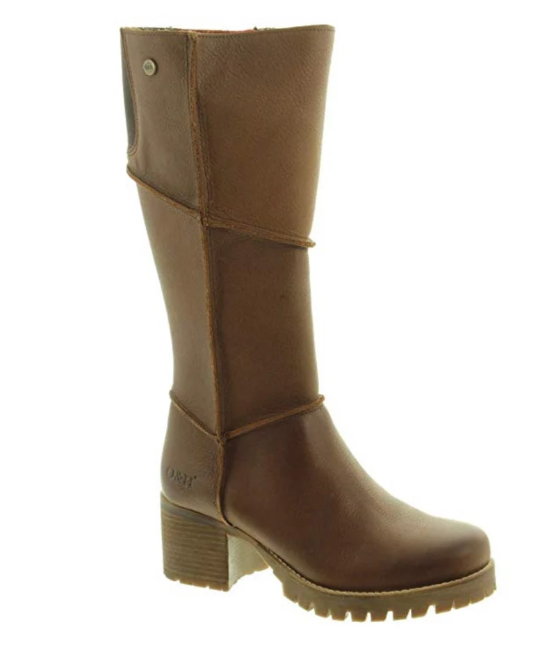 Oak & Hyde Kensington Hi Bombain leren dameslaarzen - bruin
