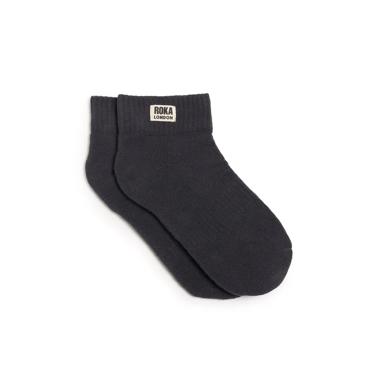 ROKA Wembley Biologisch Katoenen Crop Sokken - Vervaagd Zwart