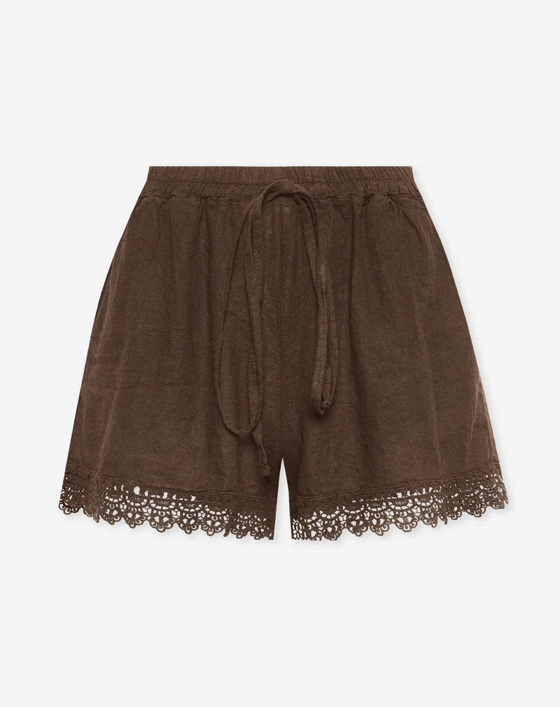 CARMEN LACE LINEN SHORTS BRUIN
