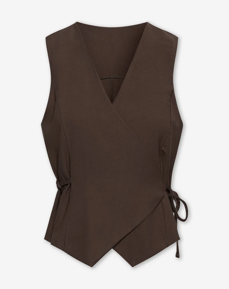 DAVINA VISCOSE GILET BRUIN