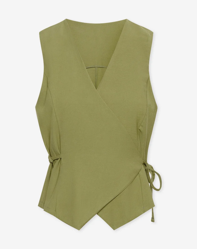 DAVINA VISCOSE GILET OLIJFGROEN
