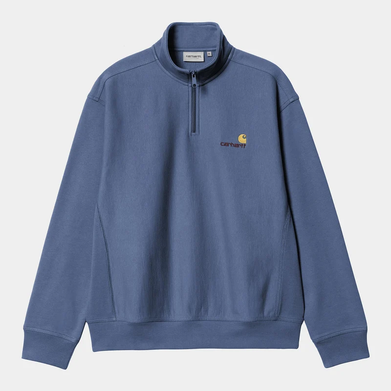 Carhartt WIP Heren halve rits American Script Sweatshirt - Blauwe Iris