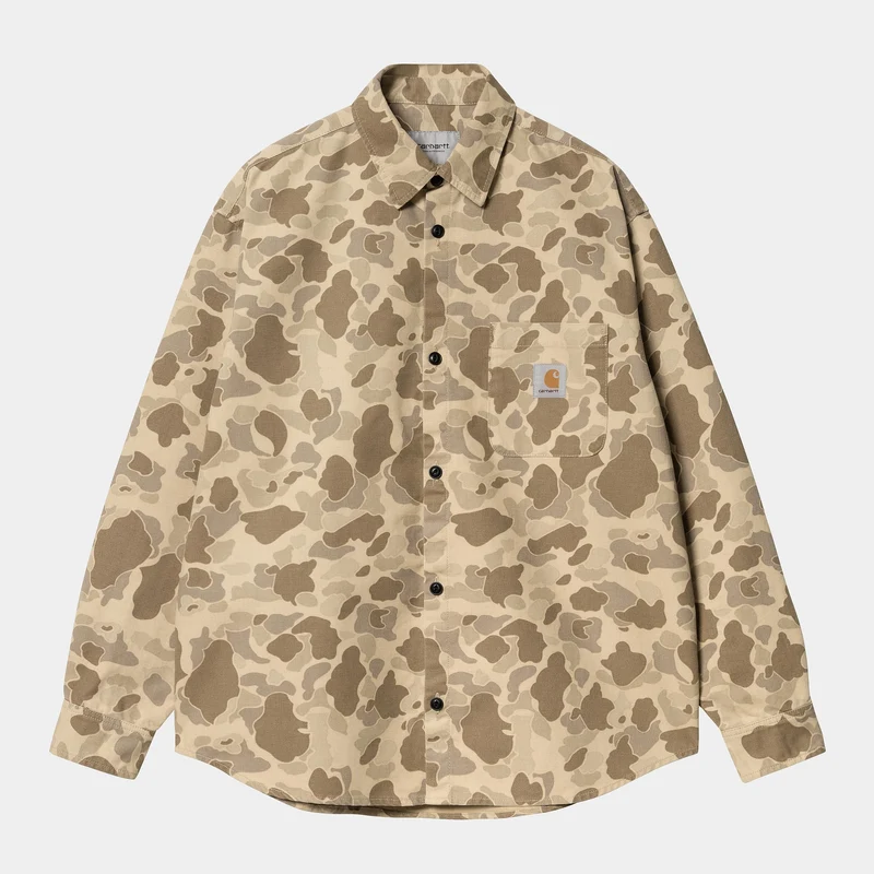 Carhartt WIP Heren Duck Camo Shirt - Desert Stone Washed