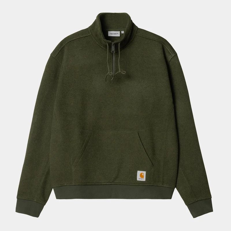 Carhartt WIP Heren Luther Half Zip Sweat Top - Tarragon Heather