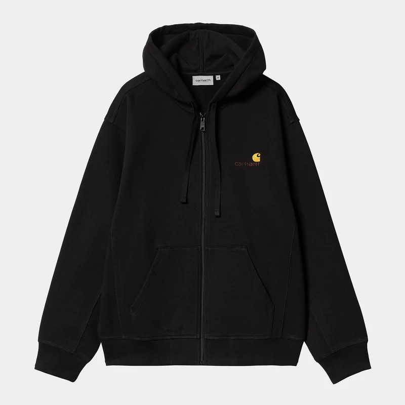 Carhartt WIP HEREN American Script Jas met ritssluiting en capuchon - Zwart