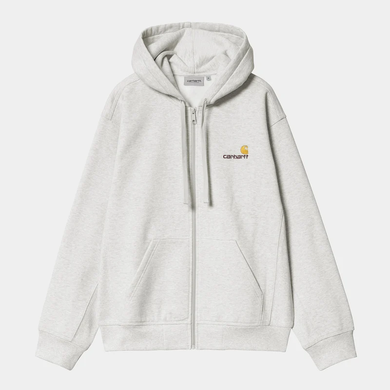 Carhartt WIP HEREN American Script Jas met ritssluiting en capuchon - Ash Heather