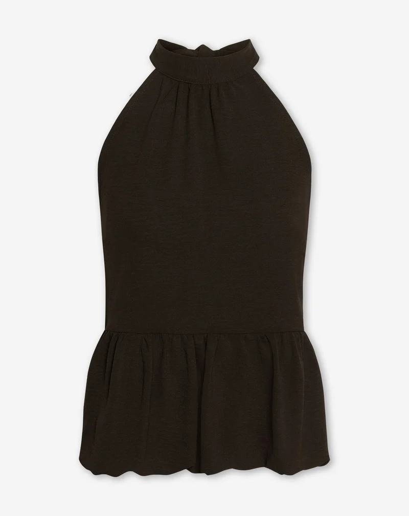 JULIE HALTER BUBBLE HEM TOP CHOCOLADEBRUIN