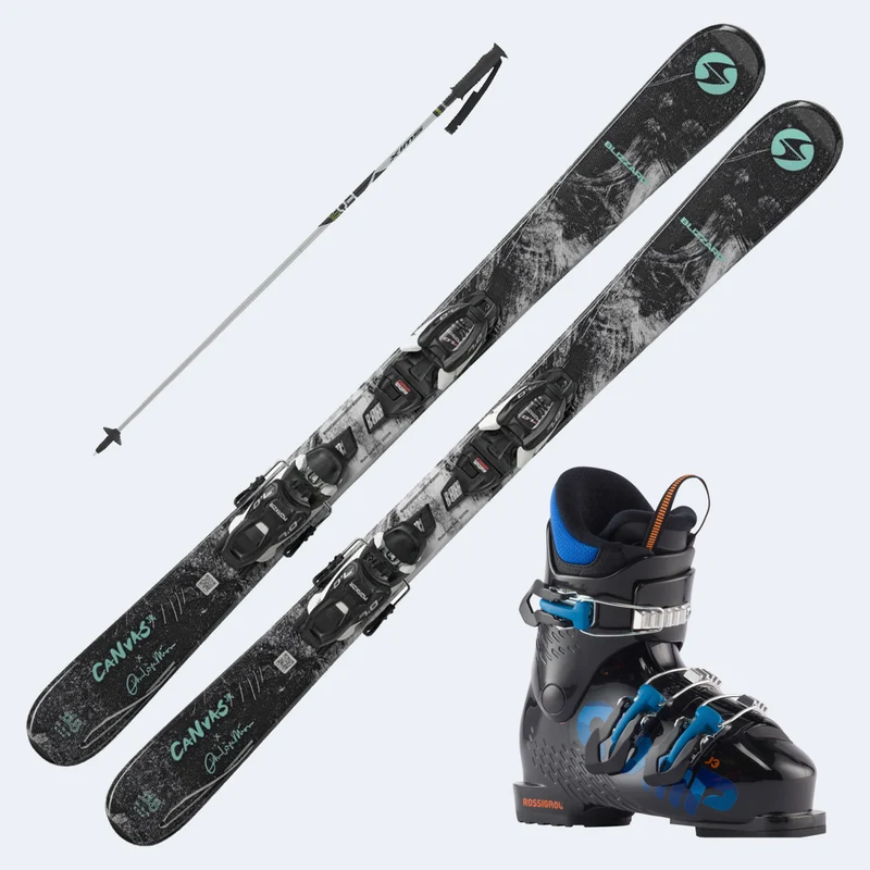 2027 Blizzard Canvas Jr Skis with Comp J Boots and Poles