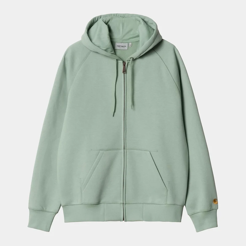 Carhartt WIP Heren Chase Zip Front Jacket Hoodie - Frosted Green