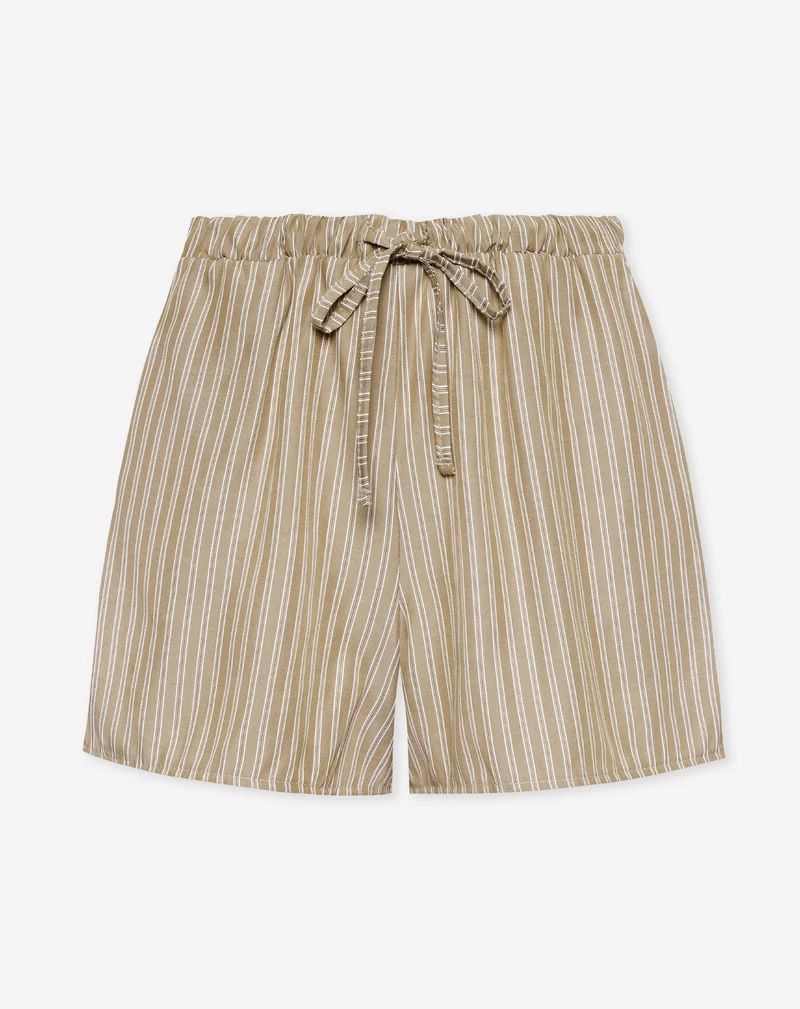LILEY STRIPE ELASTIC SHORTS OLIJFGROEN