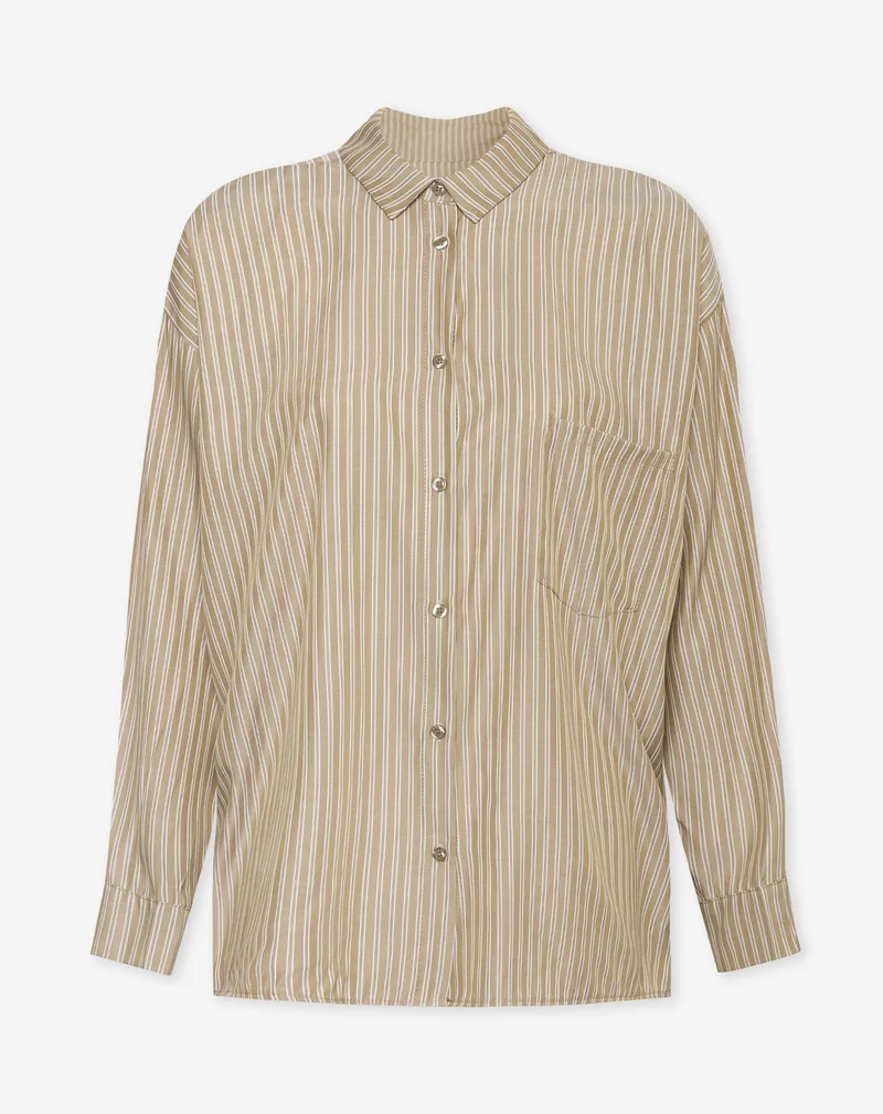 LILEY STRIPE OVERSIZED BLOUSE OLIJFGROEN