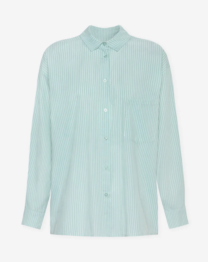 BESSY STRIPE OVERSIZED BLOUSE LICHTGROEN