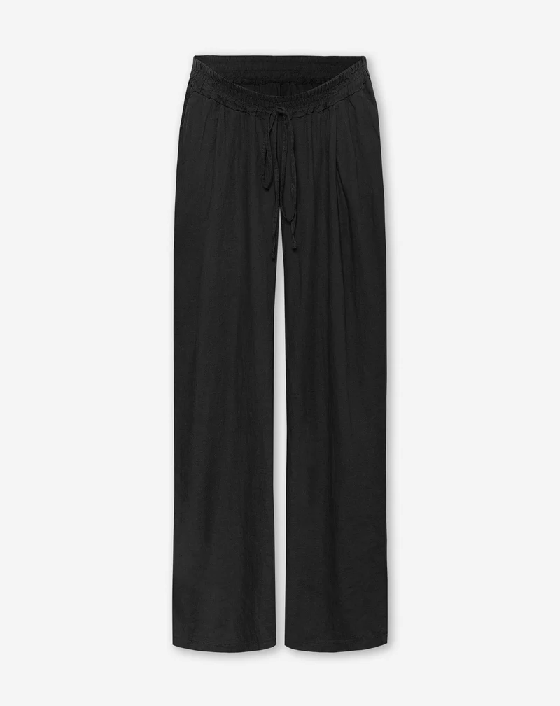 CARMEN LINEN WIDE LEG PANTS MATERNITY ZWART