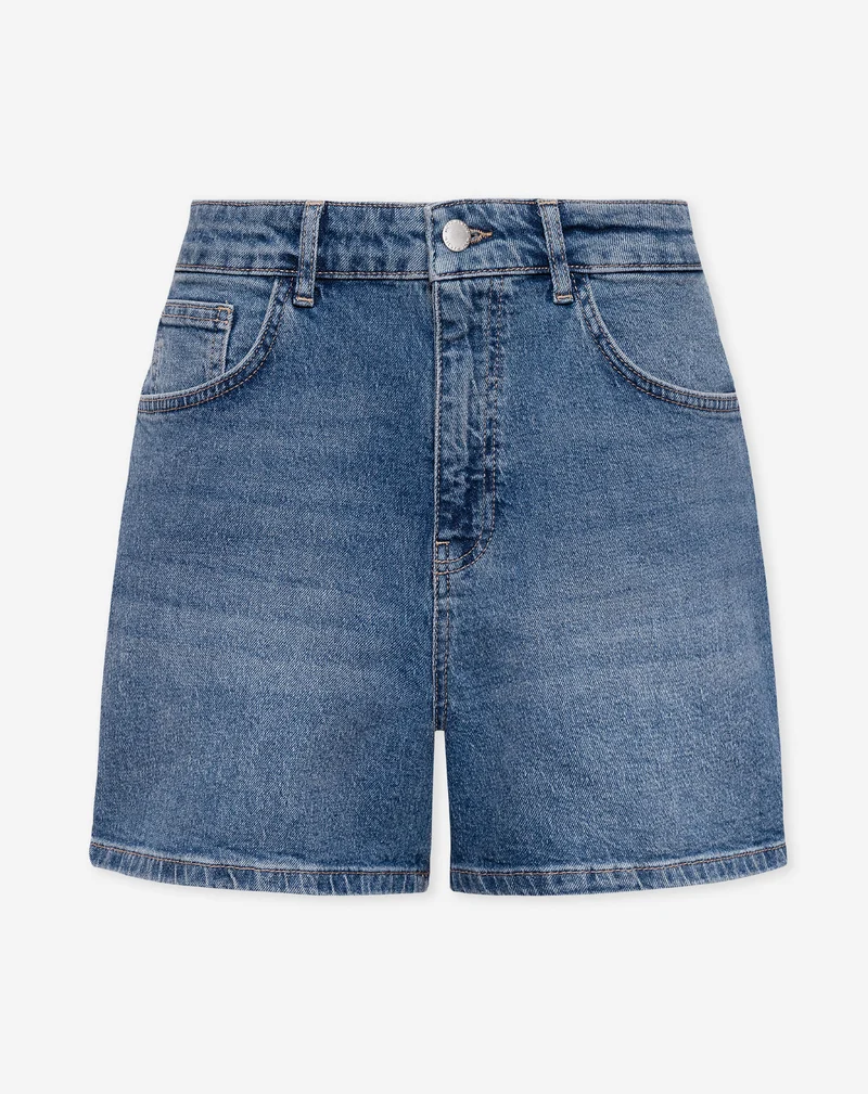 COMFORT MOM DENIM SHORT MID BLAUW