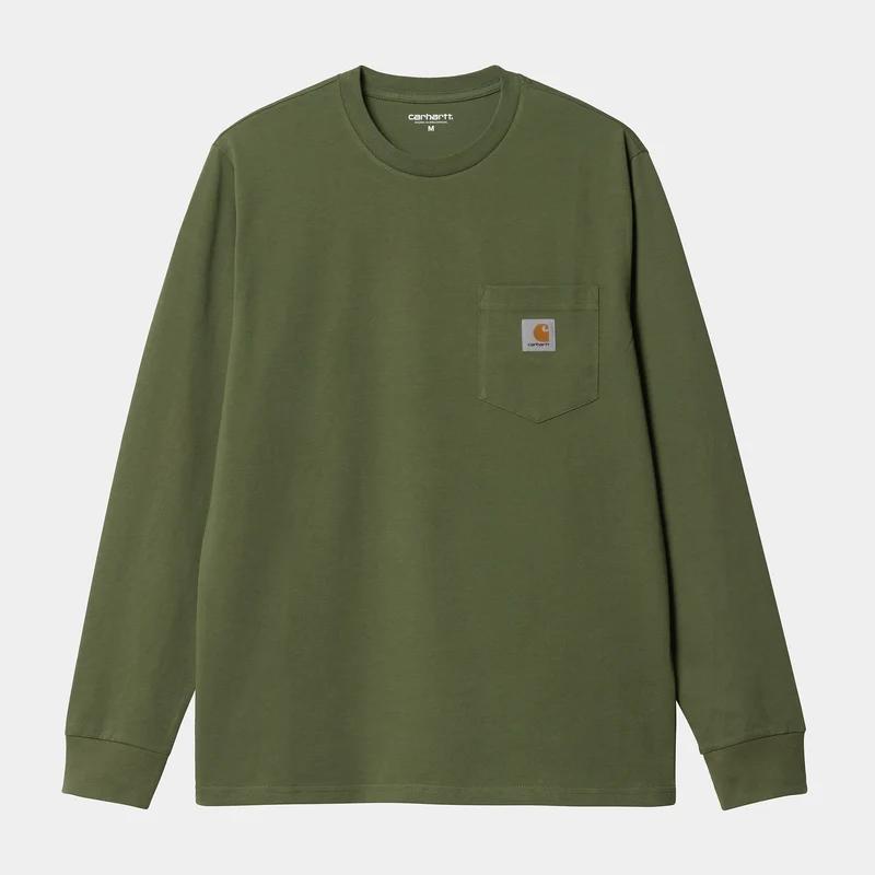Carhartt WIP Heren T-shirt met lange mouwen en zak - Kiwi