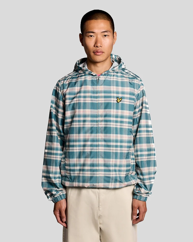 Lyle & Scott Lichtgewicht herenjas met capuchon in tartanpatroon | Everglade